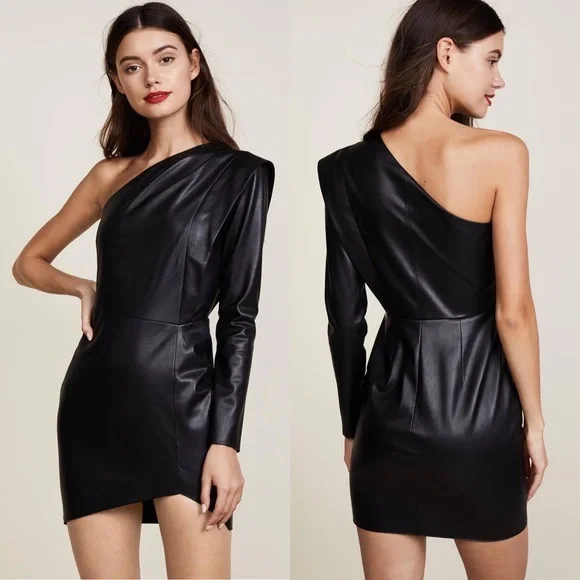 leather dress with collar Women's Mini Dress | Faux Leather Collared Shirt Dress | Cotton | Made in Italy main image 0